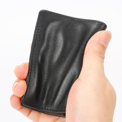 Ehrenmann Cowide Visitenkartenkartenbeutel echtes Leder -Männer mit großer Kapazität Visitenkarteninhaber Frauenlizenz -Lizenz -Bag -Karten -Kartentasche 99 Black Large Card Slot
