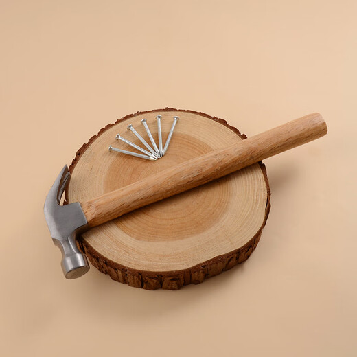 Jinggong wooden handle claw hammer, non-slip plastic fiber handle claw hammer, forged steel nail hammer, woodworking hammer, wooden handle 0.75kg