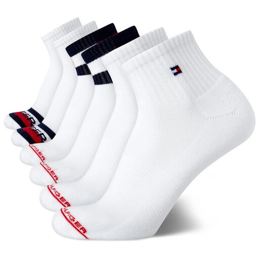 Tommy Hilfiger autumn and winter socks Tommy Men's 6 pairs of white sports socks shock-absorbing socks men's socks sweat-absorbing and breathable basketball socks Solid White 6 pairs all sizes