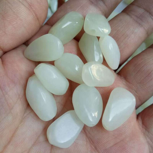 Jixiangge White Jade DIY Bracelet Necklace Accessories for Men and Women Xinjiang Hotan Jade Seed Raw Stone Irregular Skinned Loose Beads Skinned (Beads Length Approximately 12-16mm)/Single