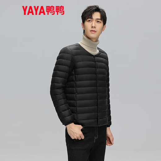 鸭鸭（YAYA）2023秋冬新款轻薄羽绒服男士内胆短款休闲百搭鸭绒保暖外套K 黑色 L