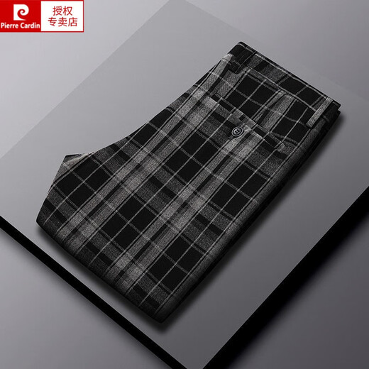 Pier Cardin Houndstooth Summer delgado Pantalones casuales de hombres rectos