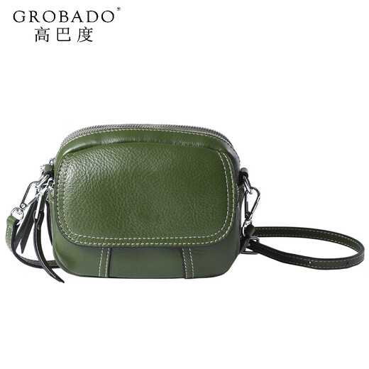 GORBADO (GORBADO) high-quality genuine leather mini bag 2025 new trendy retro top layer cowhide small round bag women single shoulder crossbody bag green large size