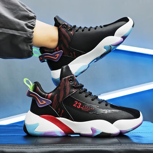 Vantodi Herrenschuhe 2024 Herbst- und Winter neue Schuhe für Männer vielseitige Teenager Sport High-Top-Basketballschuhe Nicht-Schlupf-Dad-Schuhe A757 White Lan [Single] 41
