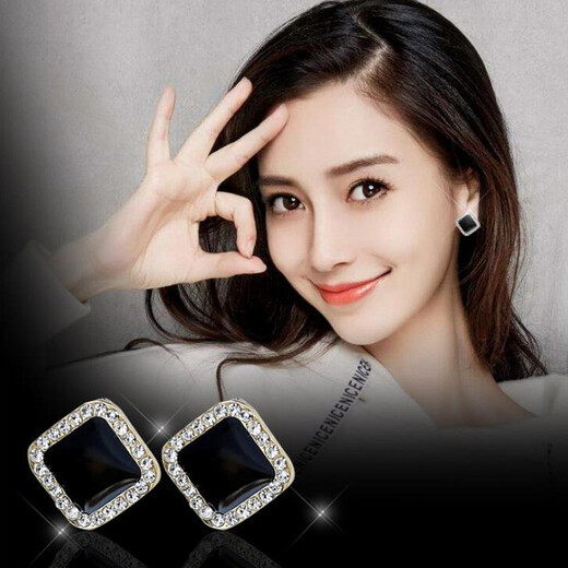 Jiuvia 925 Silver Needle Stud Earrings for Women 2021 New Pearl Earrings Trendy Korean Style Simple Internet Celebrity Temperament High-end Ear Jewelry JYD0137 Black Flash Diamond Earrings