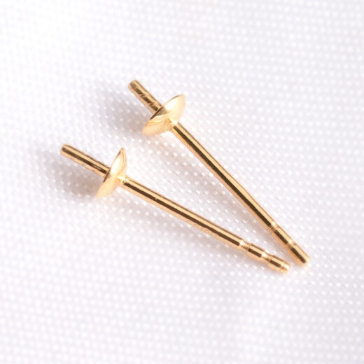 Yuanzu 18k gold earrings empty support pearl earring accessories Mabei universal earrings support ear needle diy accessories gold ear support No. 3 3.2mm glossy pair thickened solid-k yellow