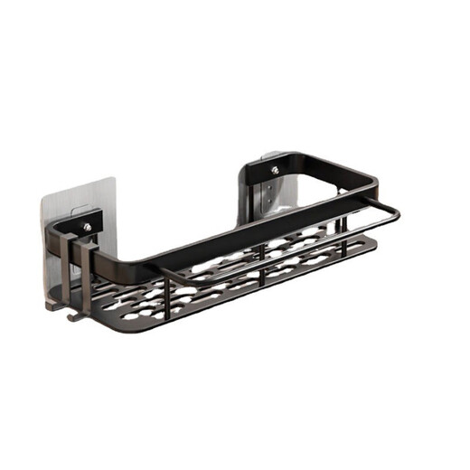 ZHIRAN space aluminum punch-free multi-layer storage rack multi-functional bathroom storage rack kitchen storage rack bathroom single layer - silver rectangular with hook and rod