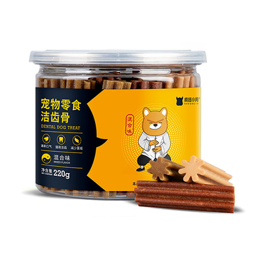 Crazy Puppy Snacks Teeth Cleaning Stick Fits between teeth and does not hurt teeth, fresh breath, suitable for all dogs, puppies and adults, mixed flavor seven-edge style 220g