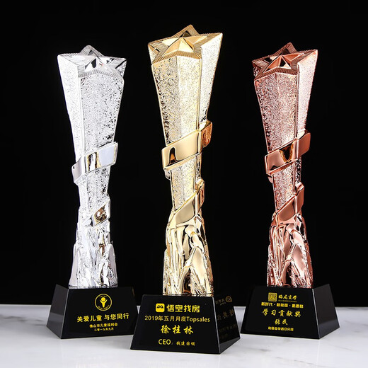 
Junyuan Crystal Trophy Medal Customization Creative Thumb Five-pointed Star Competition Awards Gifts Enterprise Authorized Brand Company Sales Excellent Employee Team Trophy Contact Customer Service Customization