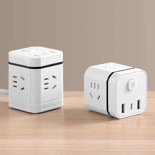 Ba Niu Multi-faceted Rubik's Cube Three-dimensional Socket Converter New National Standard Multifunctional USB Plug-in Strip to Multiple Plug-in Boards Wireless Row Plug-in Power Conversion Plug Vertical Smart Electric Plug-in Board E1 Rubik's Cube 4 Sockets Without USB Wireless
