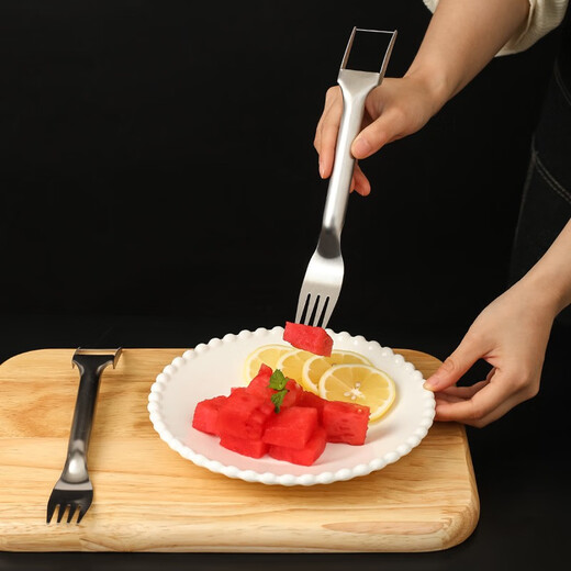 Kawashimaya (Kawashimaya) Kawashimaya stainless steel watermelon cutting artifact dicing and dicing fruit divider household special fork tool for eating melon, cutting/fork dual-purpose watermelon dicing device