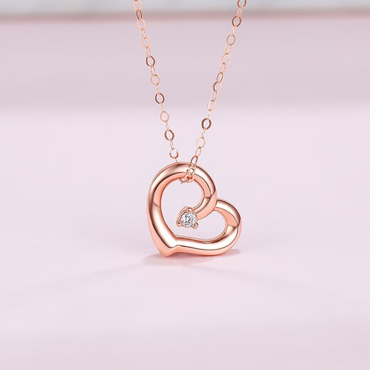 Saturday Fortune (ZLF) 18K gold diamond necklace for women, diamond love pendant, gold set chain, holiday gift for girlfriend, T 40cm + tail chain 5cm