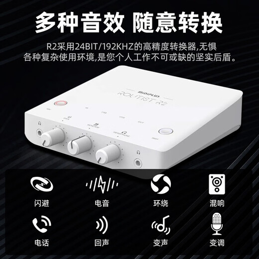 Midiplus sound card Midi Routist R2 GEN II computer mobile phone OTG live broadcast microphone equipment full set of singing recording Douyin Kuaishou companion play free fine tuning Midi R2 sound card + Audio-Technica AT2020 set