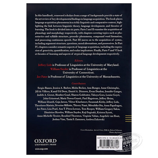 Lingüística del desarrollo Versión original en inglés Oxford Handbook of Developmental Linguistics Jeffrey Lidz