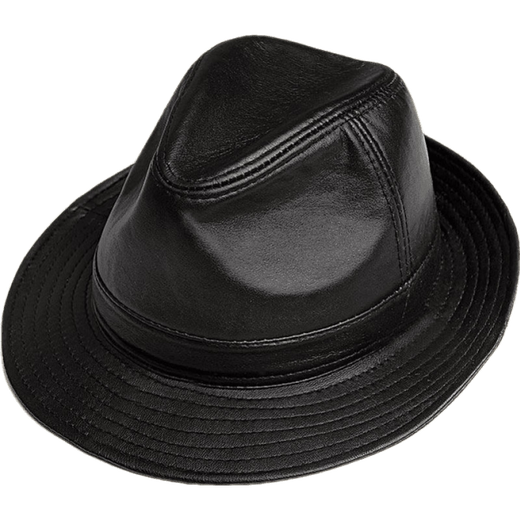 Wild Plum Spring and Autumn Genuine Leather Hat Men's Sheepskin Siren Hat British Big Brim Gentleman Hat Winter Middle-aged and Old Leather Hat Trendy Hat Black 57--58