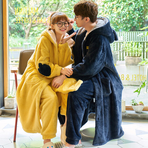 Schlankes und wunderschönes Paar Pyjamas für Frauen im Winter Flanellpaar Nachthemd zweiteiliger Anzug langärmlige Frauen plus samtig verdickte Heimkleidung 9904-Ye L Damen Nachthemd + Hosen