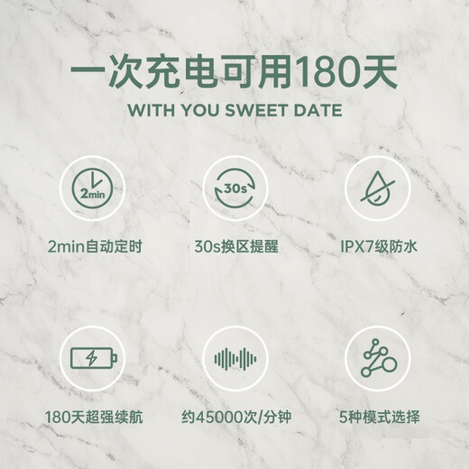 LMN electric toothbrush, adult toothbrush for men and women, classic sonic vibration, cleans, whitens and protects gums, waterproof and noise reduction, super long battery life, holiday gift L1 Sakura Powder, 6 original brush heads