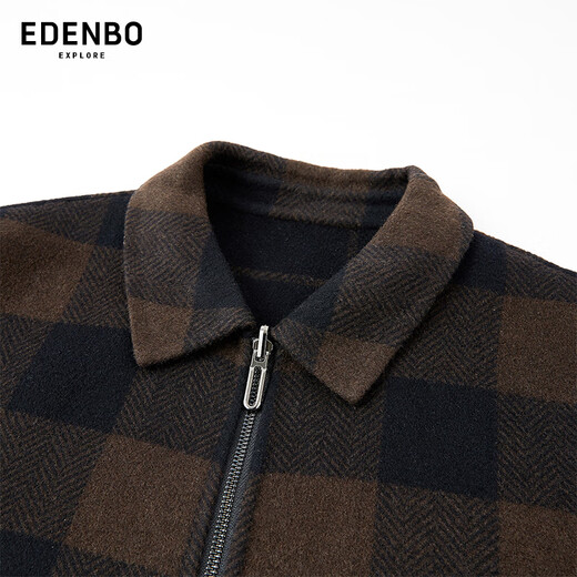 Attenborough's same style in the mall, autumn and winter new woolen woolen men's lapel jacket, fashionable casual versatile jacket top, dark coffee color 2XL (180)