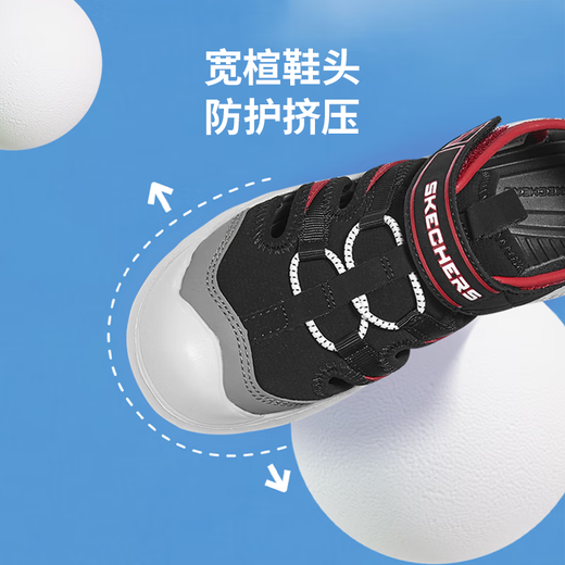 Skechers Skechers children's toe sandals boys' shoes summer lightweight non-slip boys' big head beach shoes 406511L black/red/BKRD 32