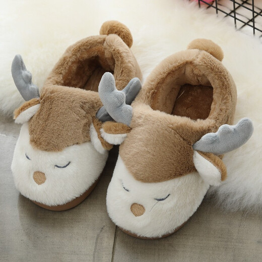 Taimi Bear Taimi Bear Children's Home Warm Cotton Slippers Autumn and Winter Children's Cotton Shoes Boys and Girls Baby Bag Heel Cotton Shoes Children's Elk Bag Heel - Pink 28-29 (shoe inner length 18 cm)