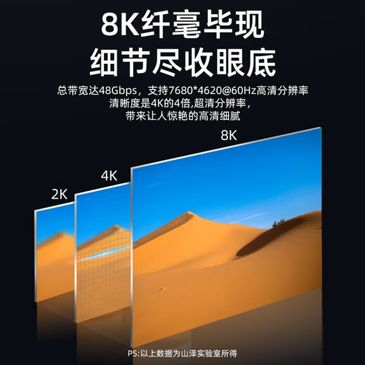 山泽HDMI2.1版光纤线 8K60Hz发烧级高清线家庭影院工程装修布线电脑机顶盒接电视显示器投影仪8米EGH08