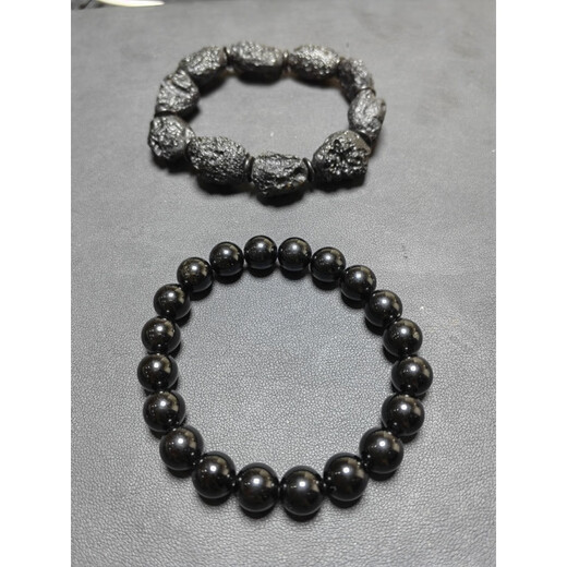 Fat Donglai's same style DL 1998 meteorite raw stone bracelet natural thunder ink glass pendant bracelet necklace 6mm round bead bracelet