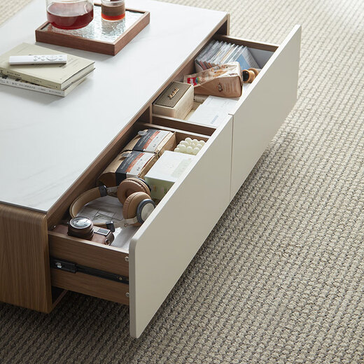 Lin's Home Modern Simple Retractable TV Cabinet Coffee Table Floor Living Room Lin's Wood Industry UV1M Walnut Color Coffee Table