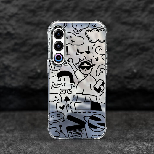 Japan and the United States new mobile phone case suitable for Meizu 21 new frosted electroplated silver Meizu 21 all-inclusive anti-fall men's and women's personalized creative [Line Graffiti Q81] Meizu 21