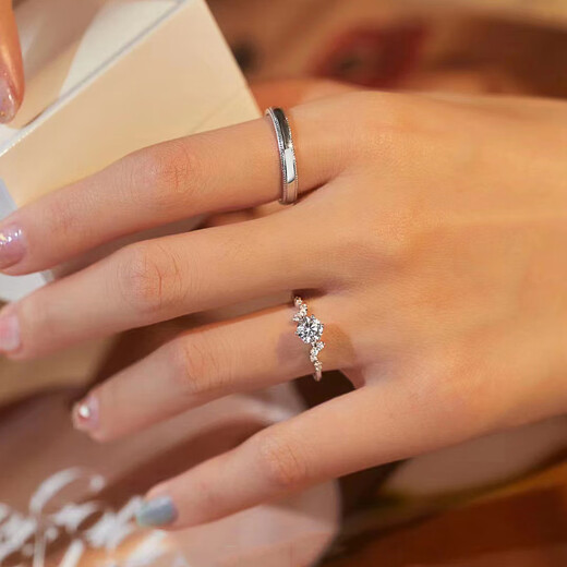 MZMZ Platinum Ring Meteor Series pt950 Platinum Pair Ring Men's and Women's Ring Proposal Wedding Birthday Anniversary Gift Light Luxury Style-Meteor Pair Ring