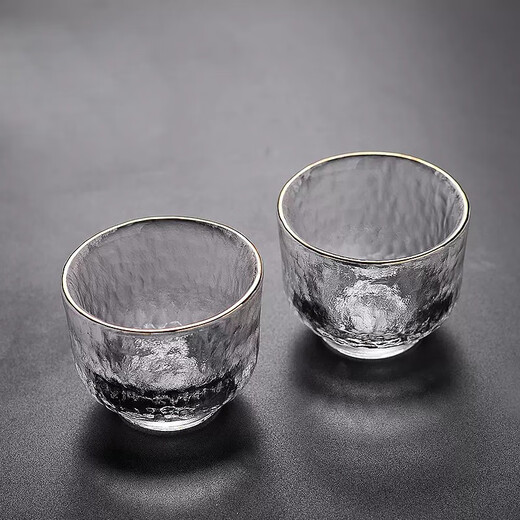 Heisou Japanese-style liquor glass home set, liquor cup, small wine cup, soju cup, sake pot, wine set, gold-rimmed wine glass 50ml, 2 pieces