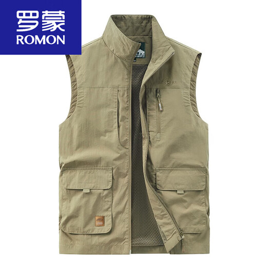 罗蒙（ROMON）马甲男新款2025春秋夏大码多口袋坎肩户外工装背心速干马夹男 677灰色 2XL