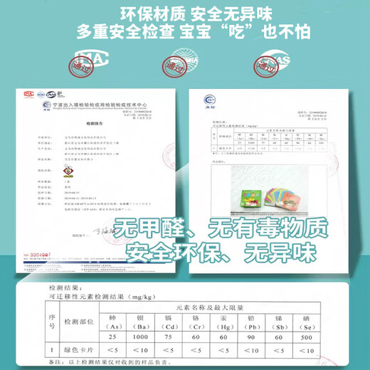 爱宝熊动物卡片早教认知启蒙书儿童识字宝宝看图识物图幼儿数字益智玩具 【1盒】动物世界【加厚45张】