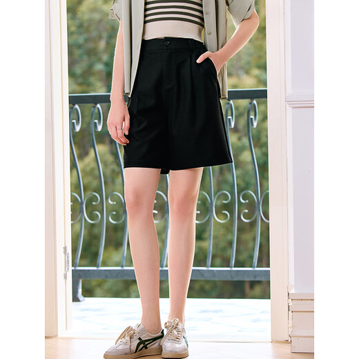 Betu women's new summer casual pants high waist wide leg loose versatile trousers casual pants 2407T76 black M