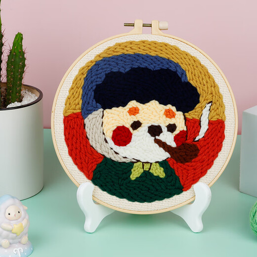 
CLCEY children's handmade DIY yarn poke embroidery material bag Russian embroidery poke embroidery school handmade lesson self-embroidery gift Little Red Riding Hood + adjustable poke needle ++ wooden stand