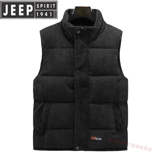 Jeep Spirit2025 Winter Fashion Streifen Baumwollweste neue Herbst und Winter Baumwollweste verdickte warme Weste Jacke HF 838 Schwarz L