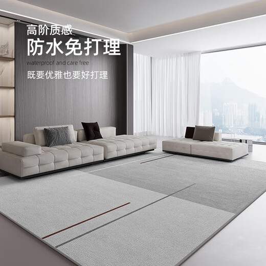 佤歌莉娜客厅地毯圈绒轻奢高级沙发茶几毯灰色卧室免洗可擦免打理简约 现代16779 200cm*340cm