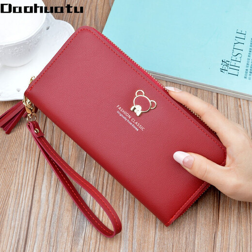 Daohuatu neuer Brieftasche für Frauen Langer koreanischer Mode Handheld Hand Halting Coin Brieftasche Reißverschluss Multifunktionales Mobiltelefonbeutel Long Blau