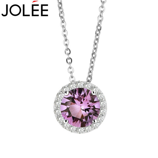 JOLEE necklace female amethyst S925 silver pendant simple fashion clavicle chain jewelry gift for girls one thing and one certificate