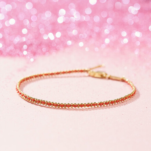 Chao Acer 18K gold bracelet with gold and red bracelet for women, small love rope SCK30003301, about 15cm with tail chain, birthday