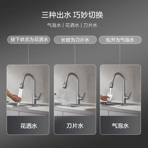 Hengjie (Hegii) Free de agua de cocina Tres modos de tres modos Faceto de fregadero caliente y fría 902-412b-SN Rotación giratoria Ratina