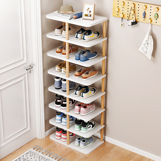 Japan MUJIU shoe rack home door shoe storage simple shoe rack dormitory shoe cabinet storage rack small classic 8 layers walnut color