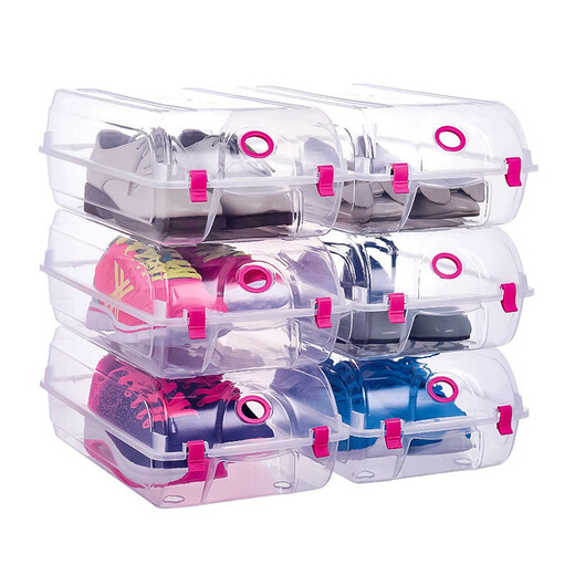 Plastic boot shoe box storage box transparent shoe box shoe cabinet storage shoe rack storage artifact space saving medium women's shoe box 10 white buckles in size 39
