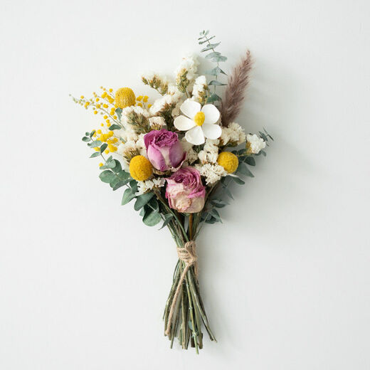 AIMAN rose eucalyptus dried flower bouquet living room entrance decoration ins Nordic style photo props diy flower arrangement gift yellow rose bouquet without bottle