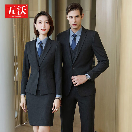 Wuwo autumn and winter thick suit suit for men and women, same style, public salesperson, bank teacher, 4S hotel manager, president suit, women's navy suit + trousers XL