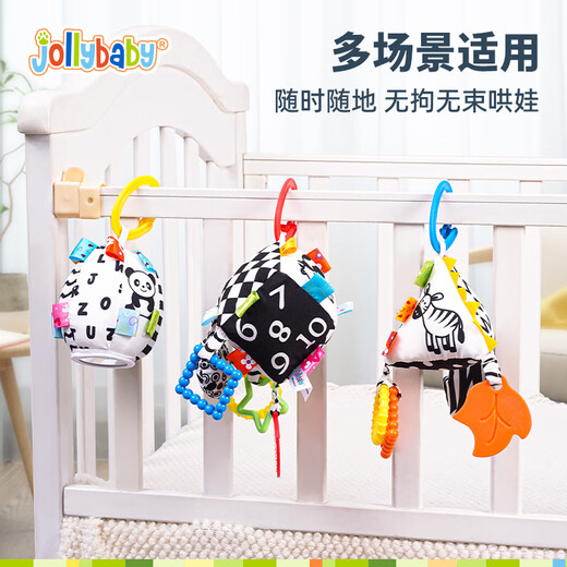 Jollybaby Bettglocke, Anhänger für Neugeborene, Kinderwagen, Babybett, Rassel, beruhigendes Hängespielzeug, 0–1 Jahre alt, quadratischer Anhänger