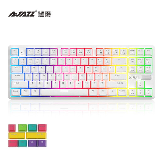 
Black Jue (AJAZZ) K870T Bluetooth wireless dual-mode 87-key mechanical keyboard RGB lighting mobile phone tablet notebook gaming office tea scroll white-RGB