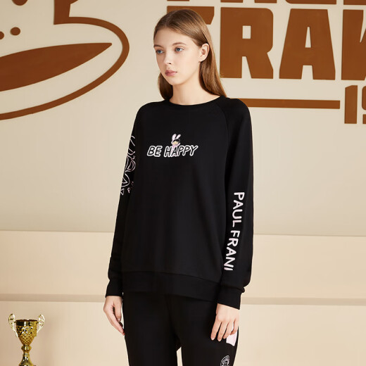PaulFrank/Big Mouth Monkey Spring and Autumn Sweater Women's Korean Style Loose Letter Printed Black Top PFCTT203093W Black XL