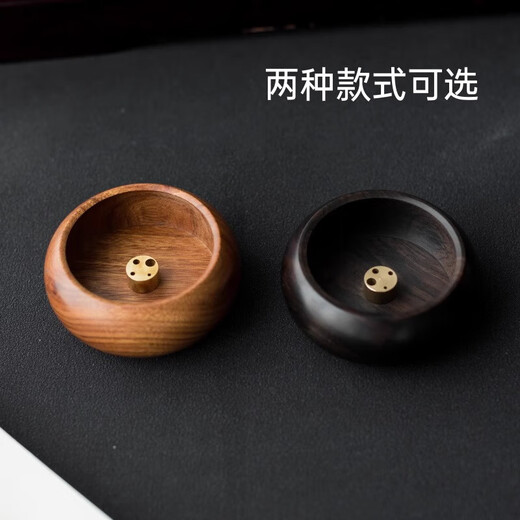 Tingda whole wood ebony 4-hole bowl mini incense holder wooden incense holder indoor agarwood sandalwood plate ornament ebony model-small incense burner diameter 6cm