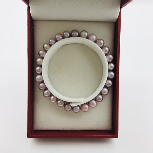 Drops of water form pearls. Nanzhu Family Pink Purple Freshwater Pearl Bracelet Elastic Cord Nine Purple Lihuo Practical and Convenient Bracelet for Mom 6.3-7.3mm Pearls