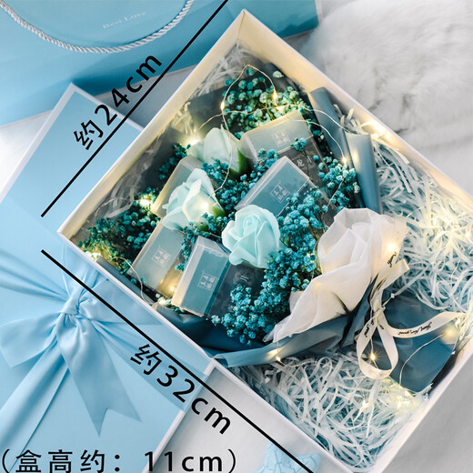 Ins Douyin same style Douyin creative gift men's tea bouquet for boyfriend practical birthday gift full of stars finished long-distance relationship gift box + handbag. Blue. Type A